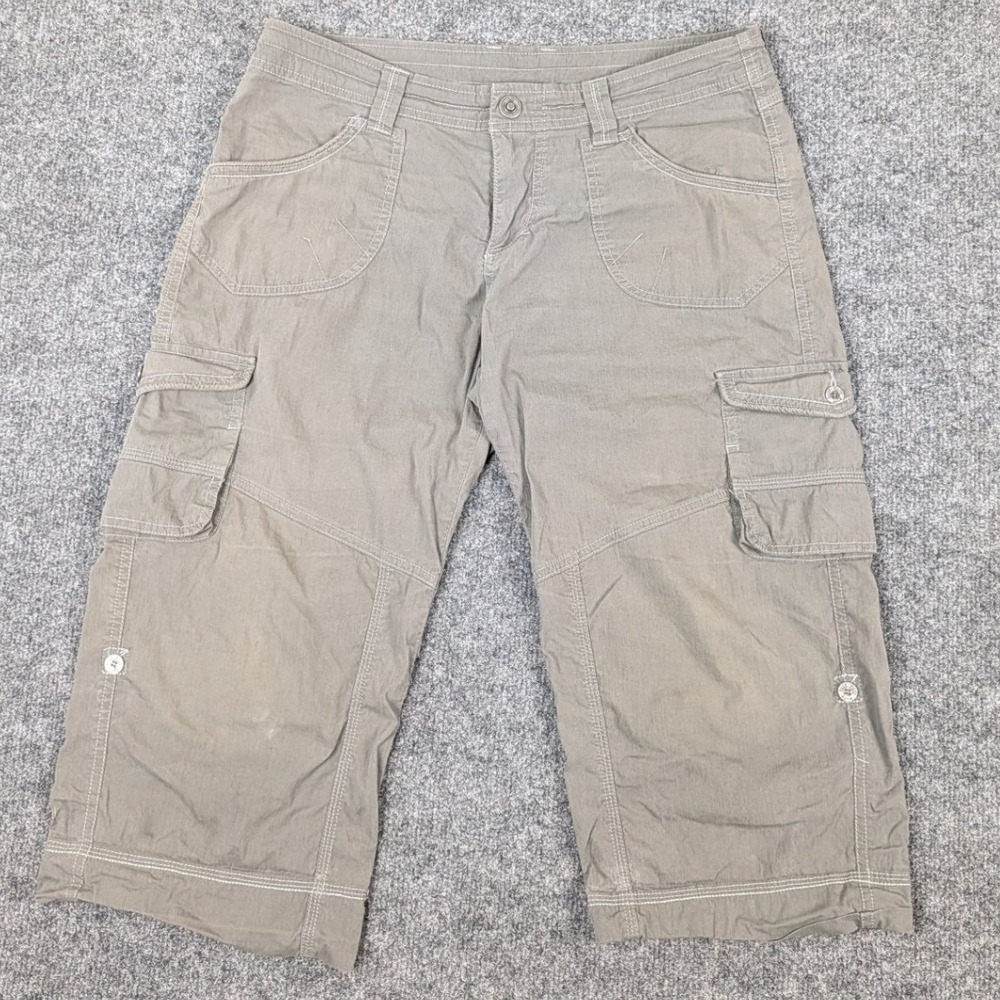 Kuhl Womens Cargo Capri Pants Size 10 Olive Green Hiking Outdoor Lightweight
